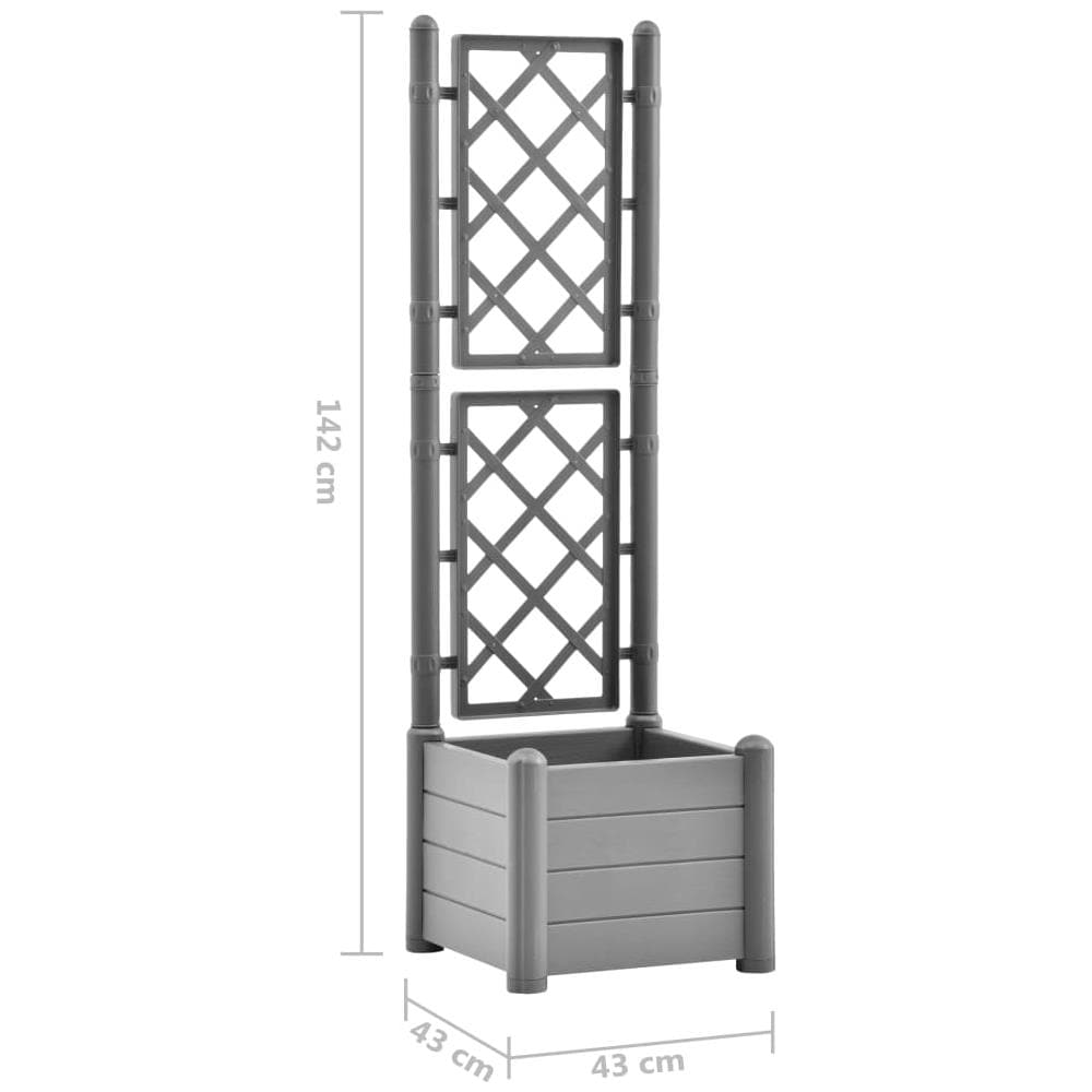 Fioriera Da Giardino Con Graticcio 43x43x142cm Pp Grigio Pietra - Foto 6