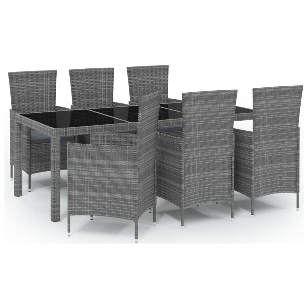 Set Da Pranzo Da Giardino 7 Pz Con Cuscini In Polyrattan Grigio - Foto 2