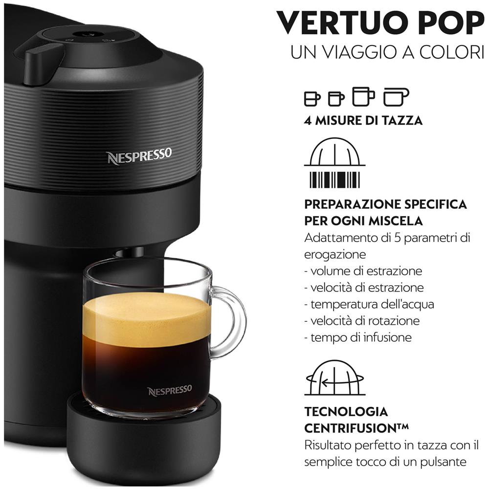 Macchina da Caffè Espresso Automatica Vertuo Pop ENV90.B Serbatoio 0.56 Lt. Potenza 1200 Watt Colore Nero - Foto 5