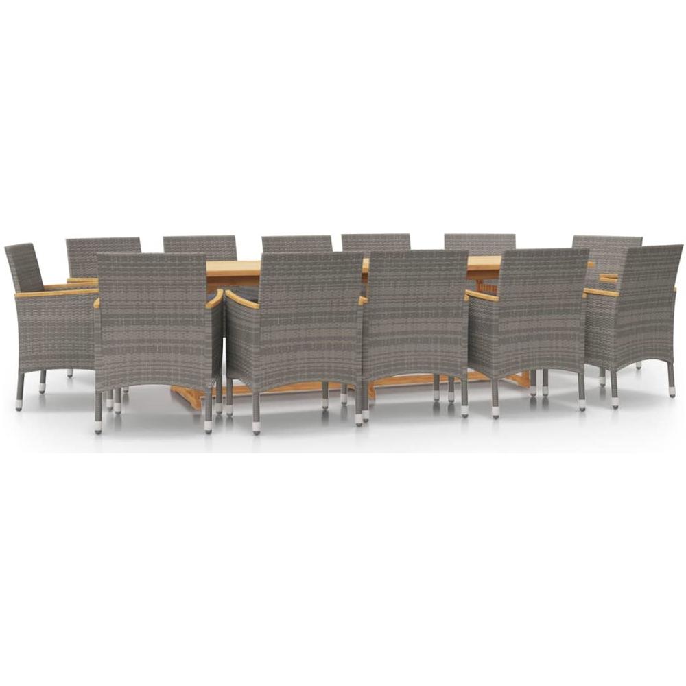 Set Da Pranzo Per Giardino 13 Pz Con Cuscini Grigio - Foto 2