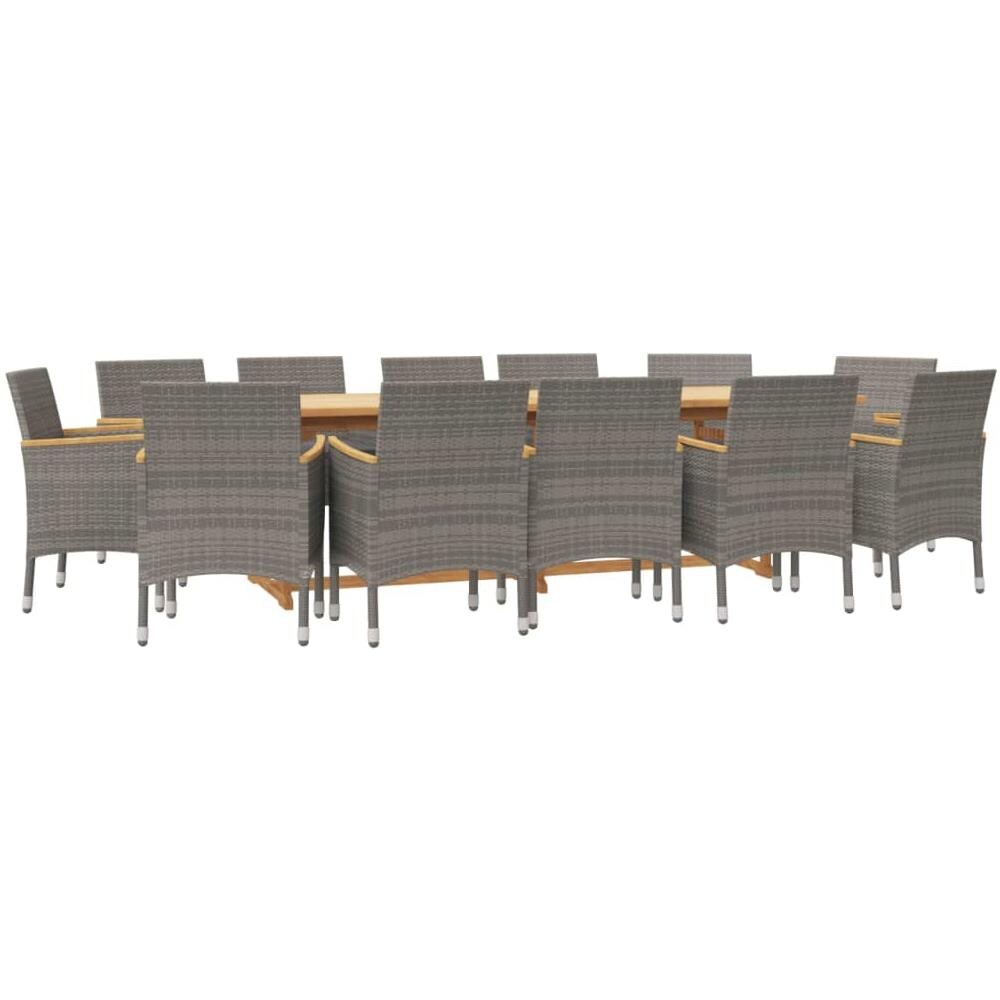 Set Da Pranzo Per Giardino 13 Pz Con Cuscini Grigio - Foto 3