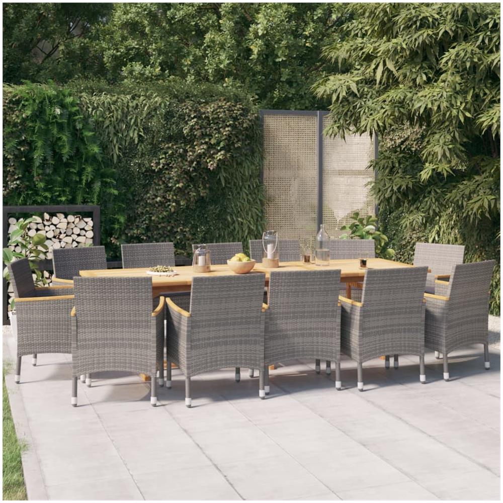 Set Da Pranzo Per Giardino 13 Pz Con Cuscini Grigio - Foto 1