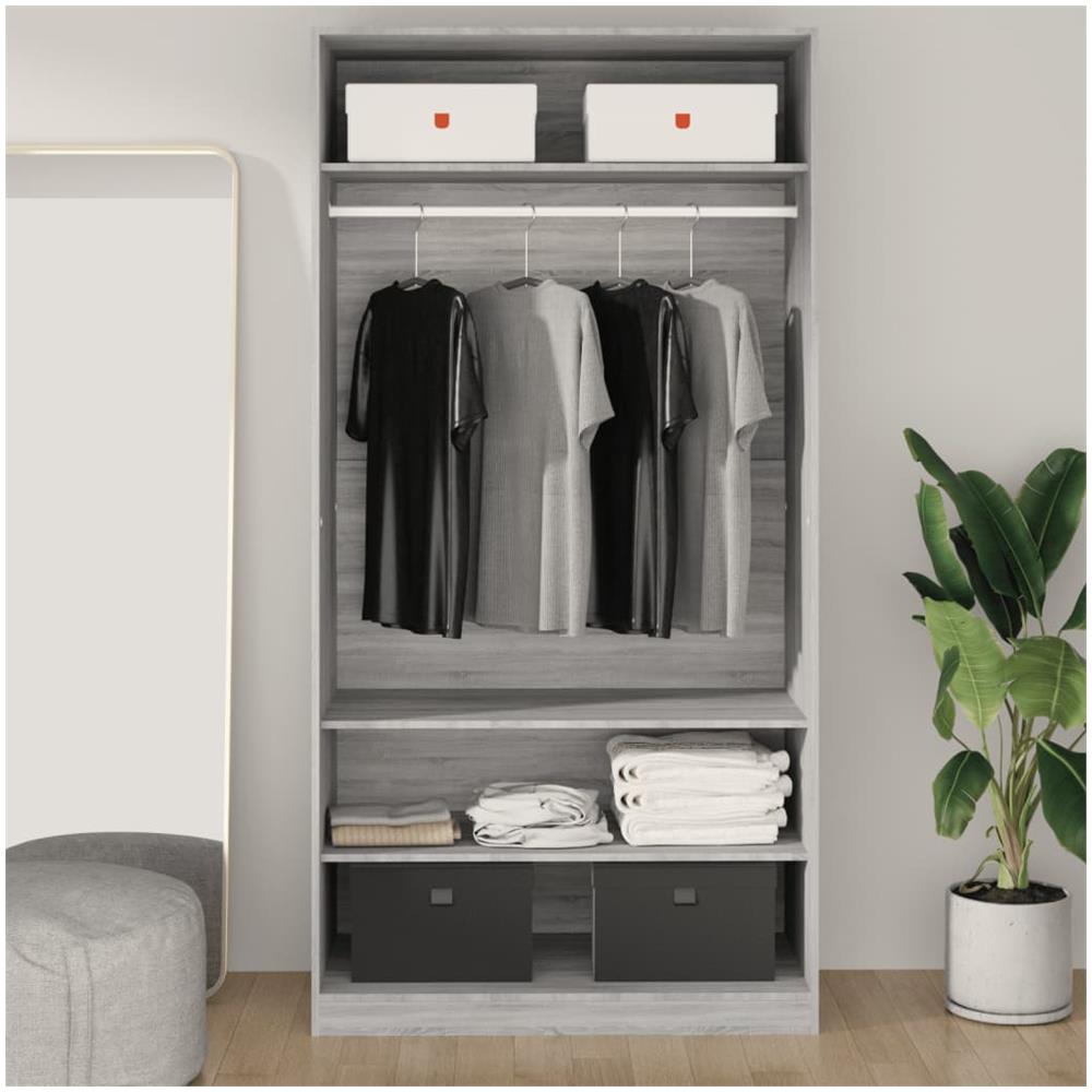 Armadio Grigio Sonoma 100x50x200 Cm In Legno Multistrato - Foto 3