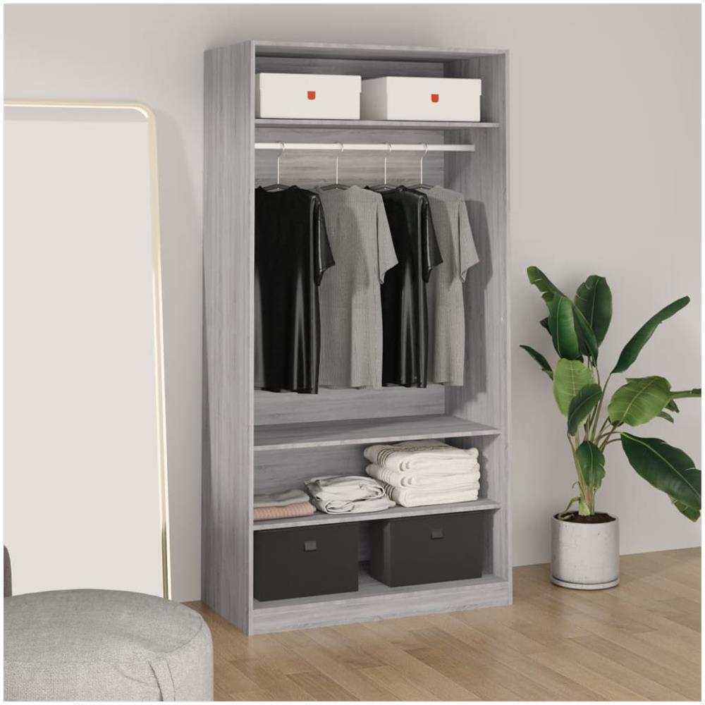 Armadio Grigio Sonoma 100x50x200 Cm In Legno Multistrato - Foto 1