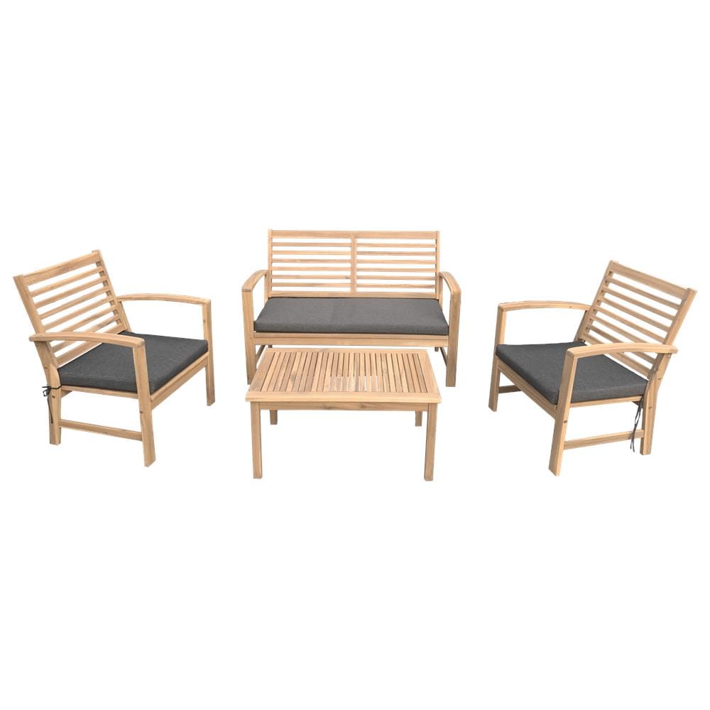 Set Di Mobili Da Giardino Acacia Goa 4 Posti - Cuscini Grigi - Foto 1