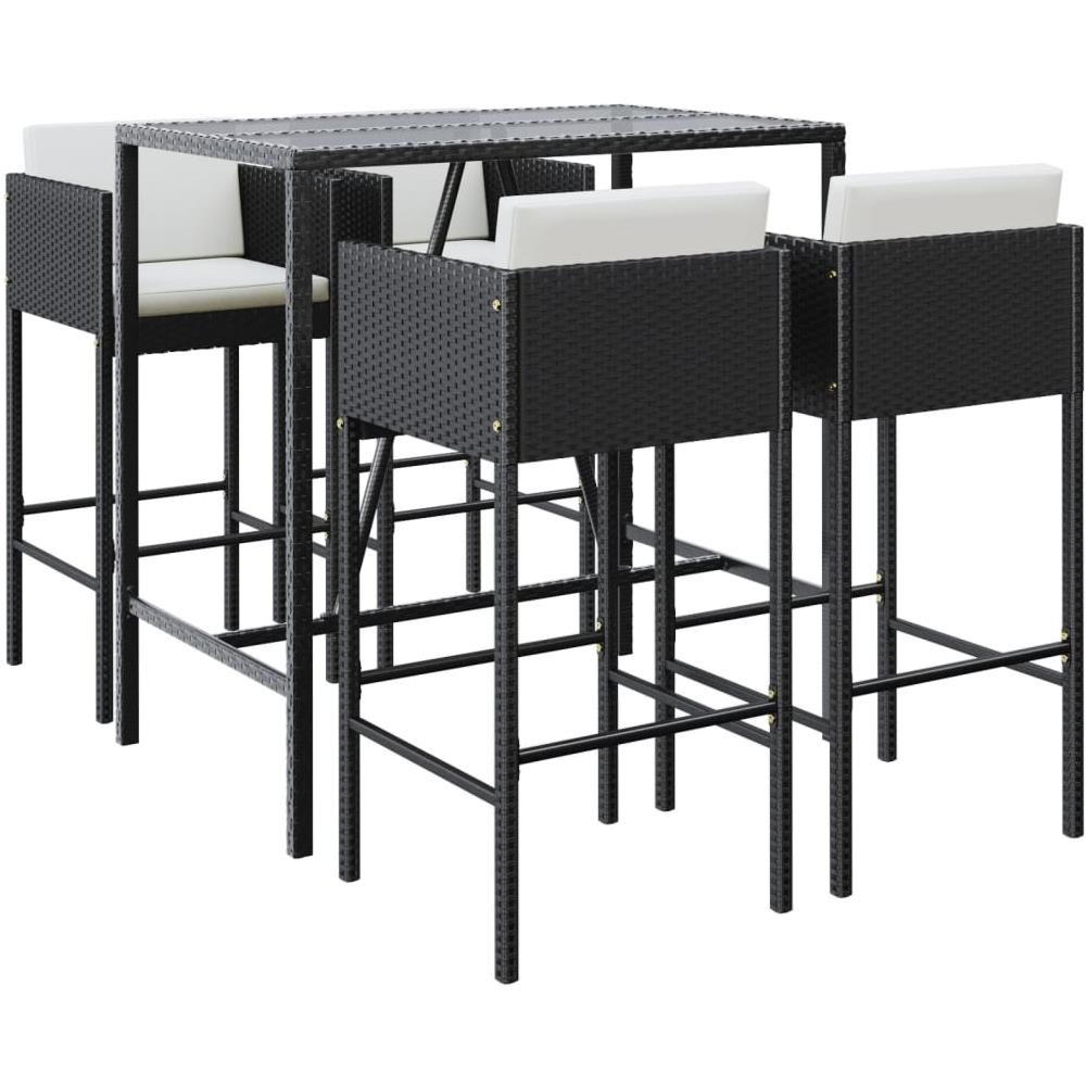 Set Bar Da Giardino 5 Pz Con Cuscini In Polyrattan Nero - Foto 2