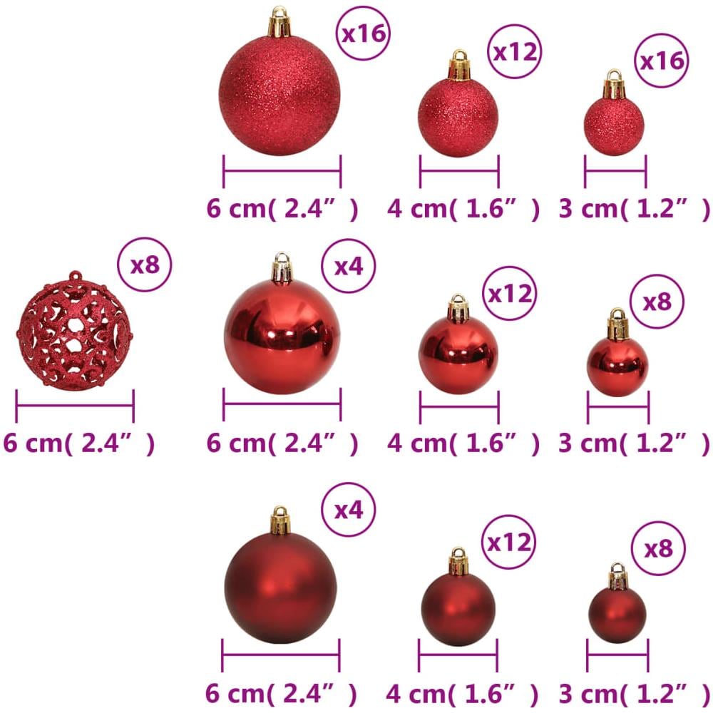 Palline Di Natale 100 Pz Rosso Vino 3 / 4 / 6 Cm - Foto 8