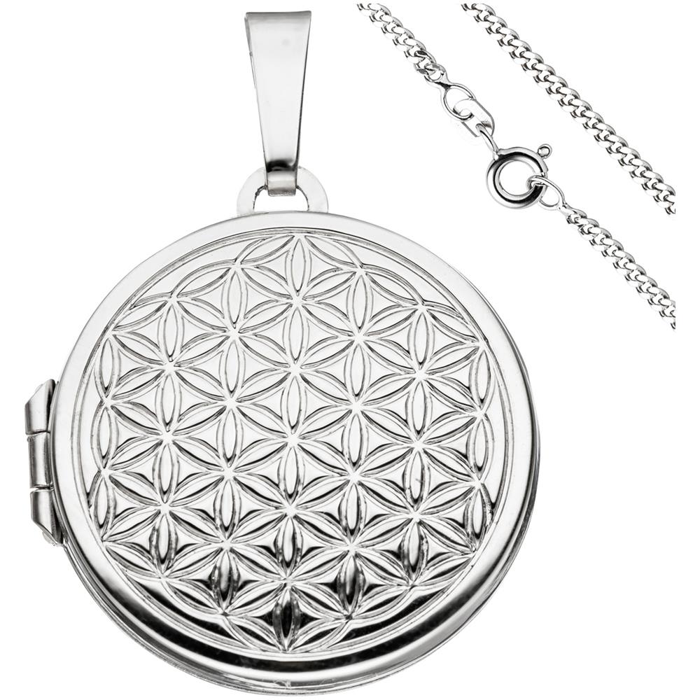 Ciondolo Rotondo A Forma Di Fiore Della Vita Da Aprire In Argento 925 Con Catena Da 60 Cm - Foto 1