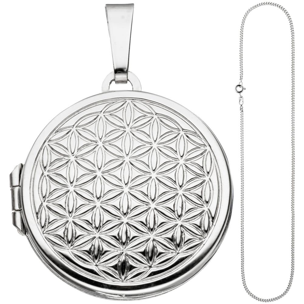 Ciondolo Rotondo A Forma Di Fiore Della Vita Da Aprire In Argento 925 Con Catena Da 60 Cm - Foto 2