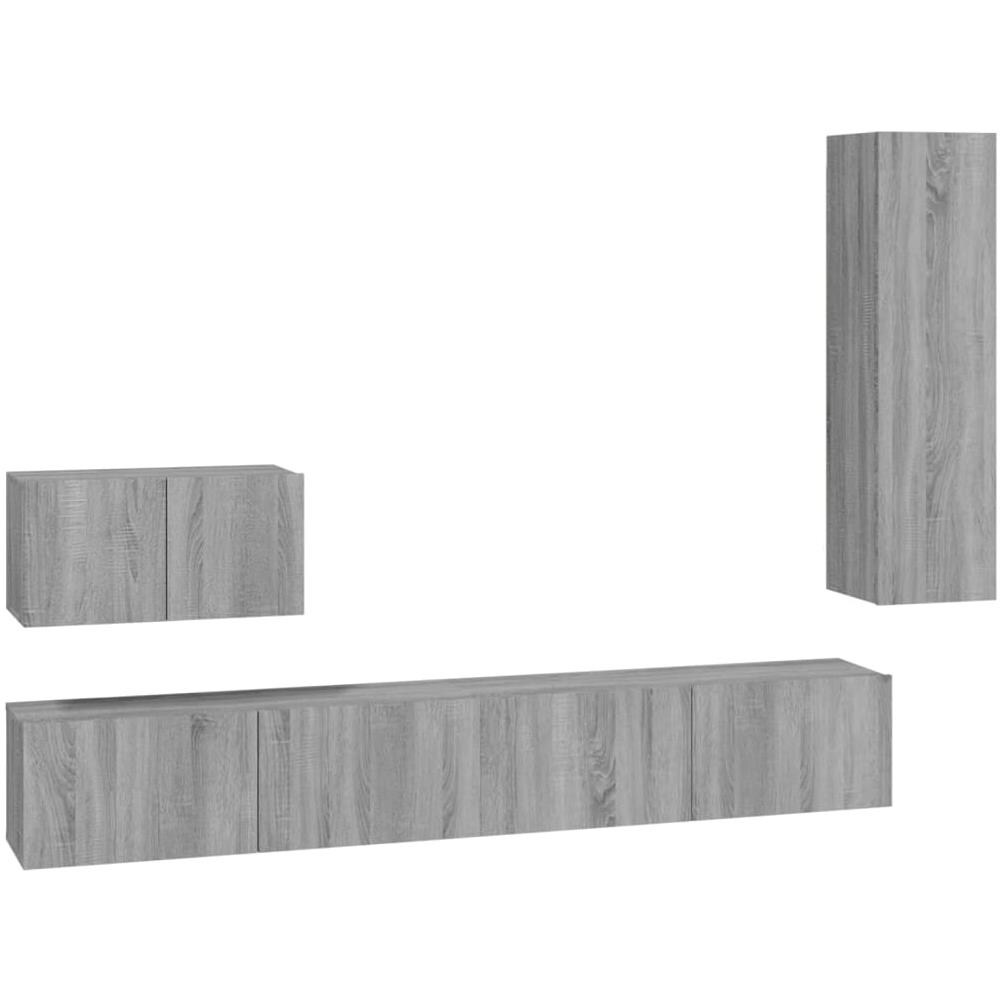 Set Di Mobili Porta Tv 4 Pz Grigio Sonoma In Legno Multistrato - Foto 2