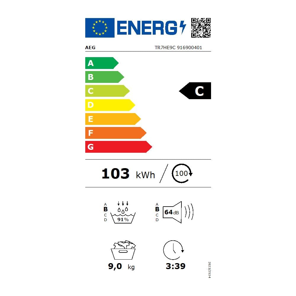 Series 7000 TR7HE9C asciugatrice Libera installazione Caricamento frontale 9 kg Bianco - Foto 2