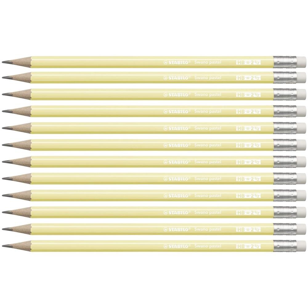 Swano pastel - Matita con Gommino - Gradazione HB - Confezione da 12 - Giallo Banana - Foto 1