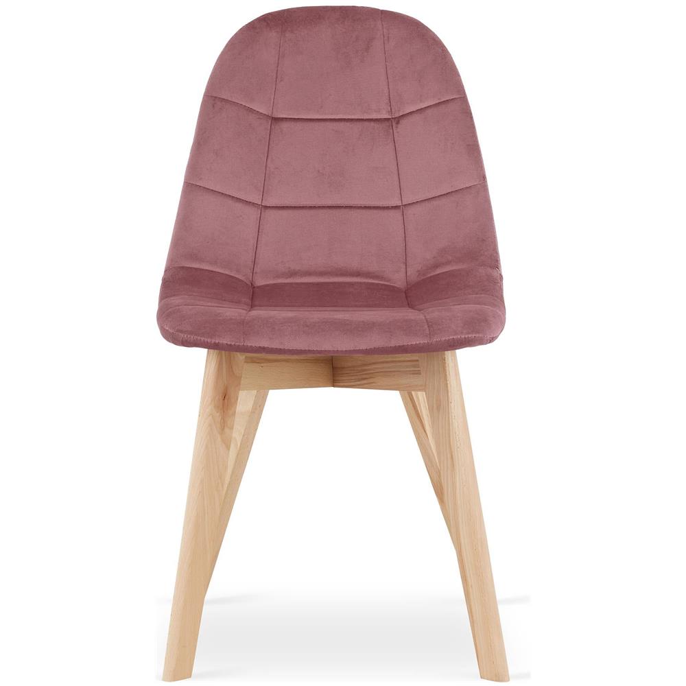 Sedia da pranzo NUUC in velluto rosa scuro con gambe in legno di faggio x1 - Foto 2