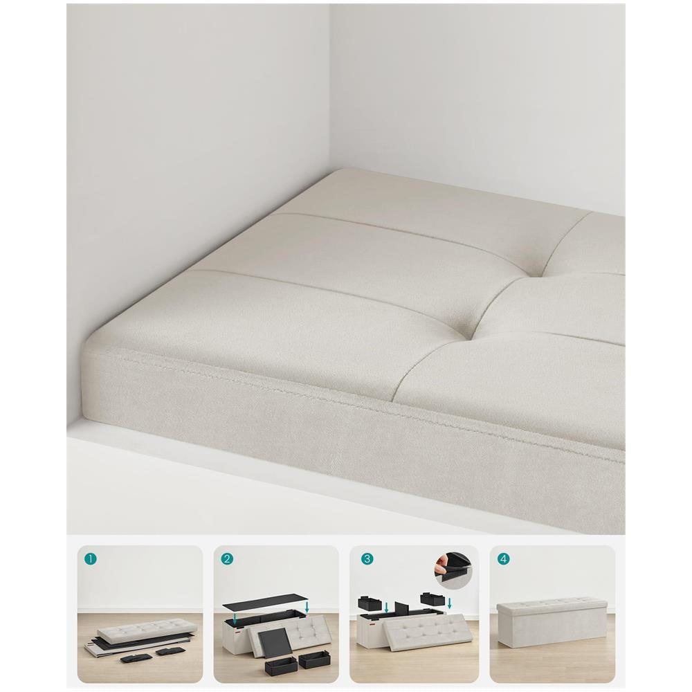 Pouf Organizer per riporre gli oggetti, Bianco Crema LSF277W01 - Foto 7