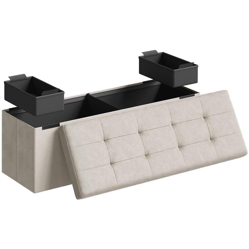 Pouf Organizer per riporre gli oggetti, Bianco Crema LSF277W01 - Foto 2