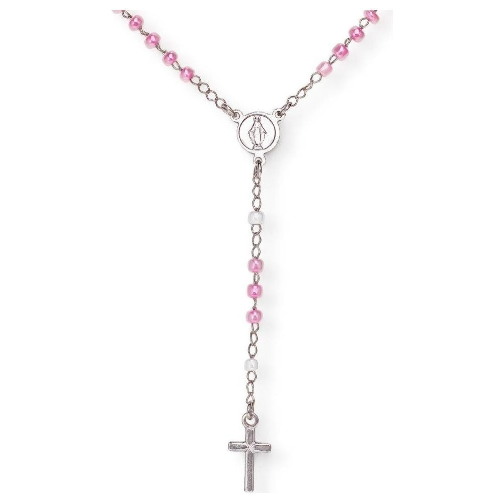 Collana In Argento 925 - Collezione Junior - Colore Rodio - Misura Unica Rosario Classico Junior Cristalli Rosa - Foto 1