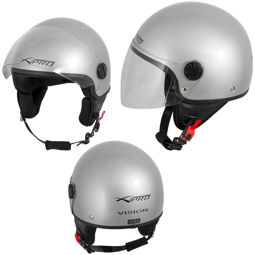 Casco Jet Demi Scooter Moto Omologato Ece 22 Visiera Antigraffio Agento S - Foto 1