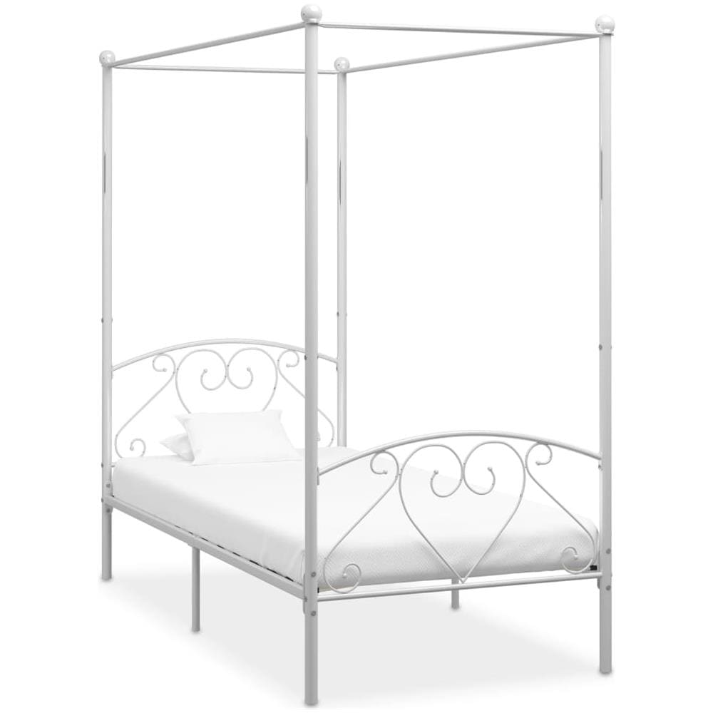 Letto A Baldacchino Bianco In Metallo 120x200 Cm - Foto 1