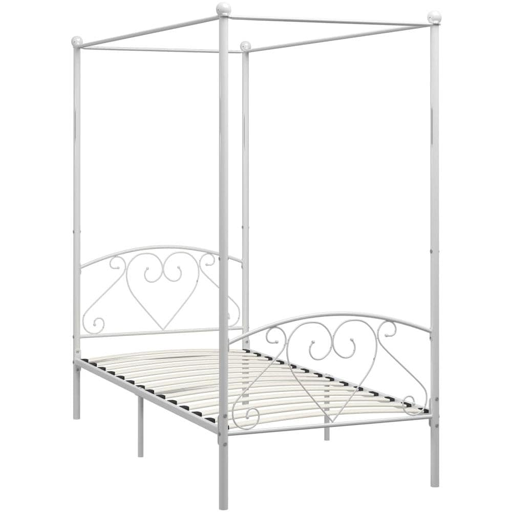 Letto A Baldacchino Bianco In Metallo 120x200 Cm - Foto 2