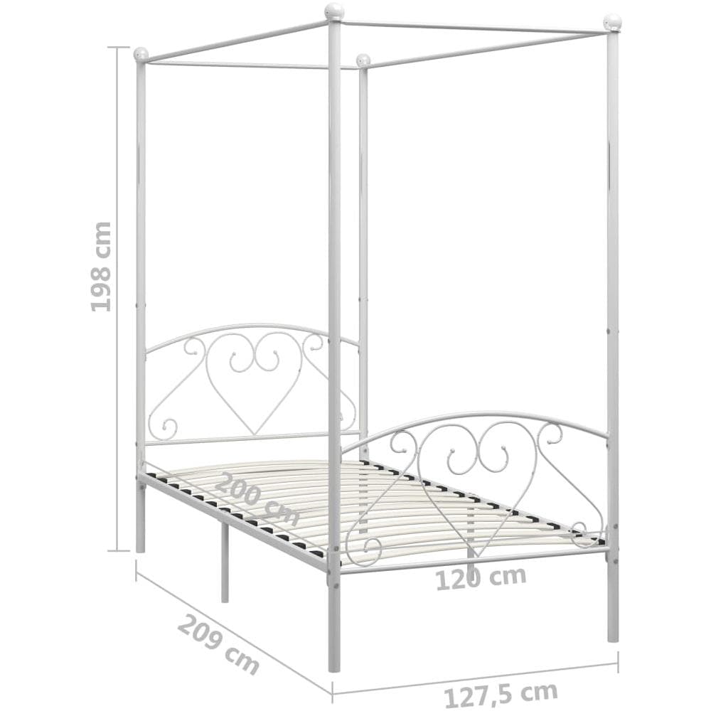 Letto A Baldacchino Bianco In Metallo 120x200 Cm - Foto 5