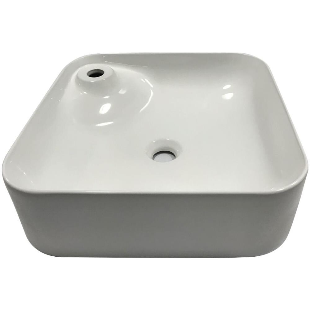 Lavabo Da Appoggio Ceramica Bianco Quadrato Lavandino Arredo Bagno 43x43x12cm - Foto 1