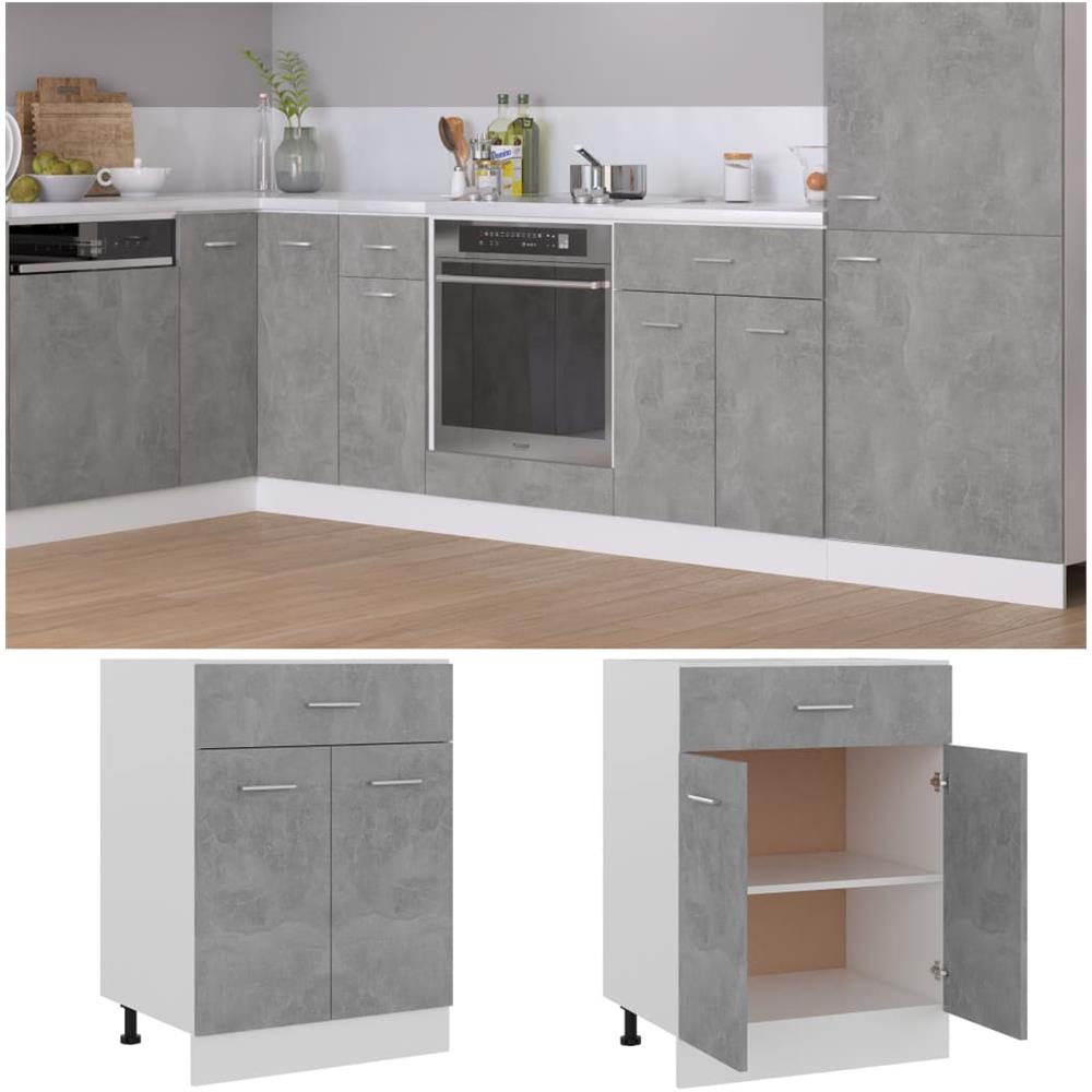 Armadio Inferiore Cassetto Grigio Cemento 60x46x81,5Multistrato - Foto 2