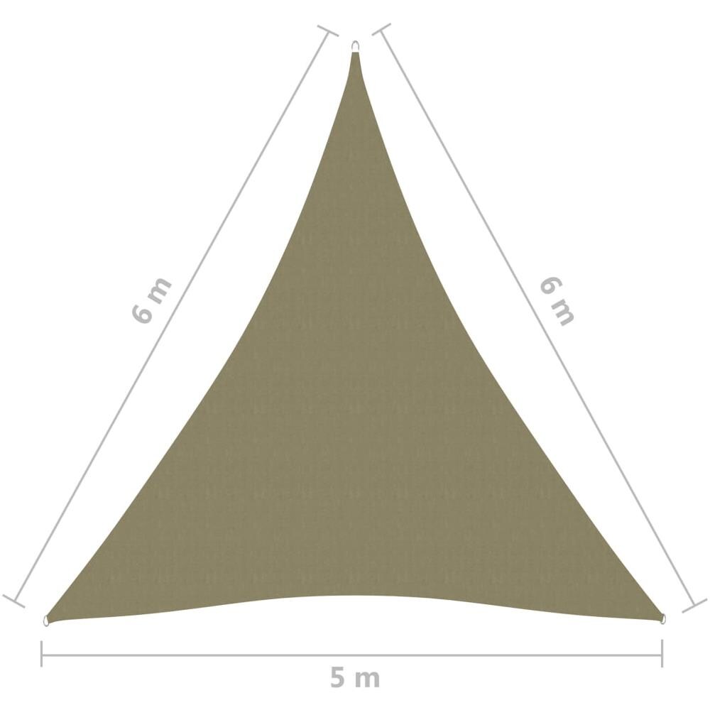Parasole a Vela Oxford Triangolare 5x6x6 m Beige - Foto 6