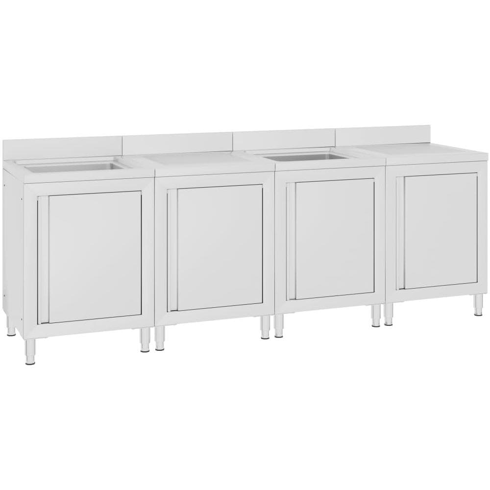 Mobiletto Da Cucina Con Lavandino In Acciaio Inox 240x60x96 Cm - Foto 2