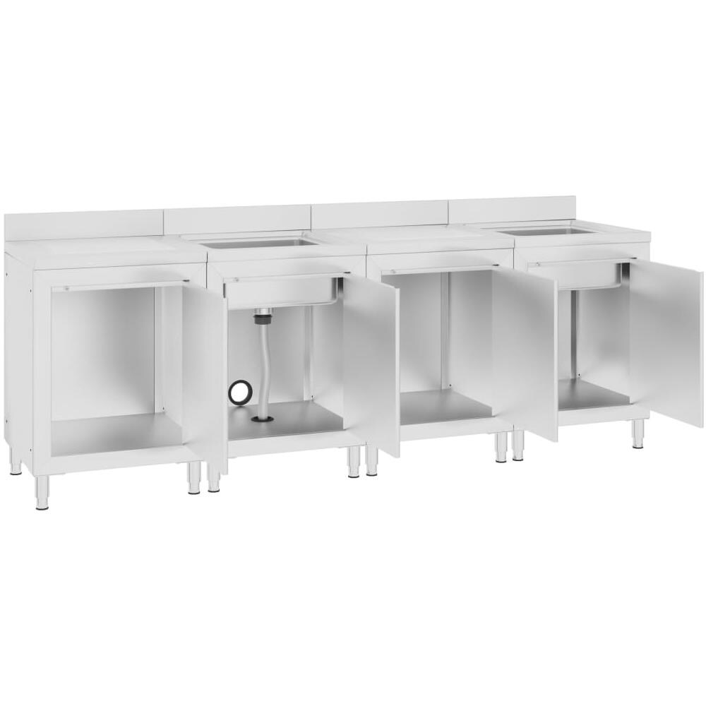 Mobiletto Da Cucina Con Lavandino In Acciaio Inox 240x60x96 Cm - Foto 4