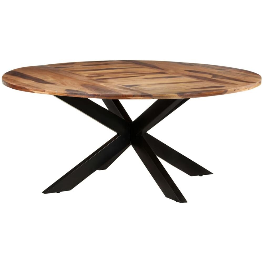 Tavolo Pranzo Tondo 175x75 Cm Legno Di Acacia Finitura Sheesham - Foto 1