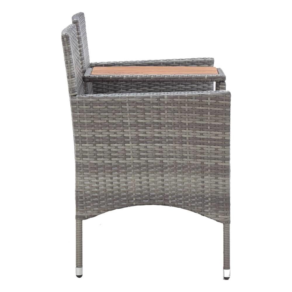 Panca da Giardino 2 Posti con Tavolino 143 cm Polyrattan Grigio - Foto 2