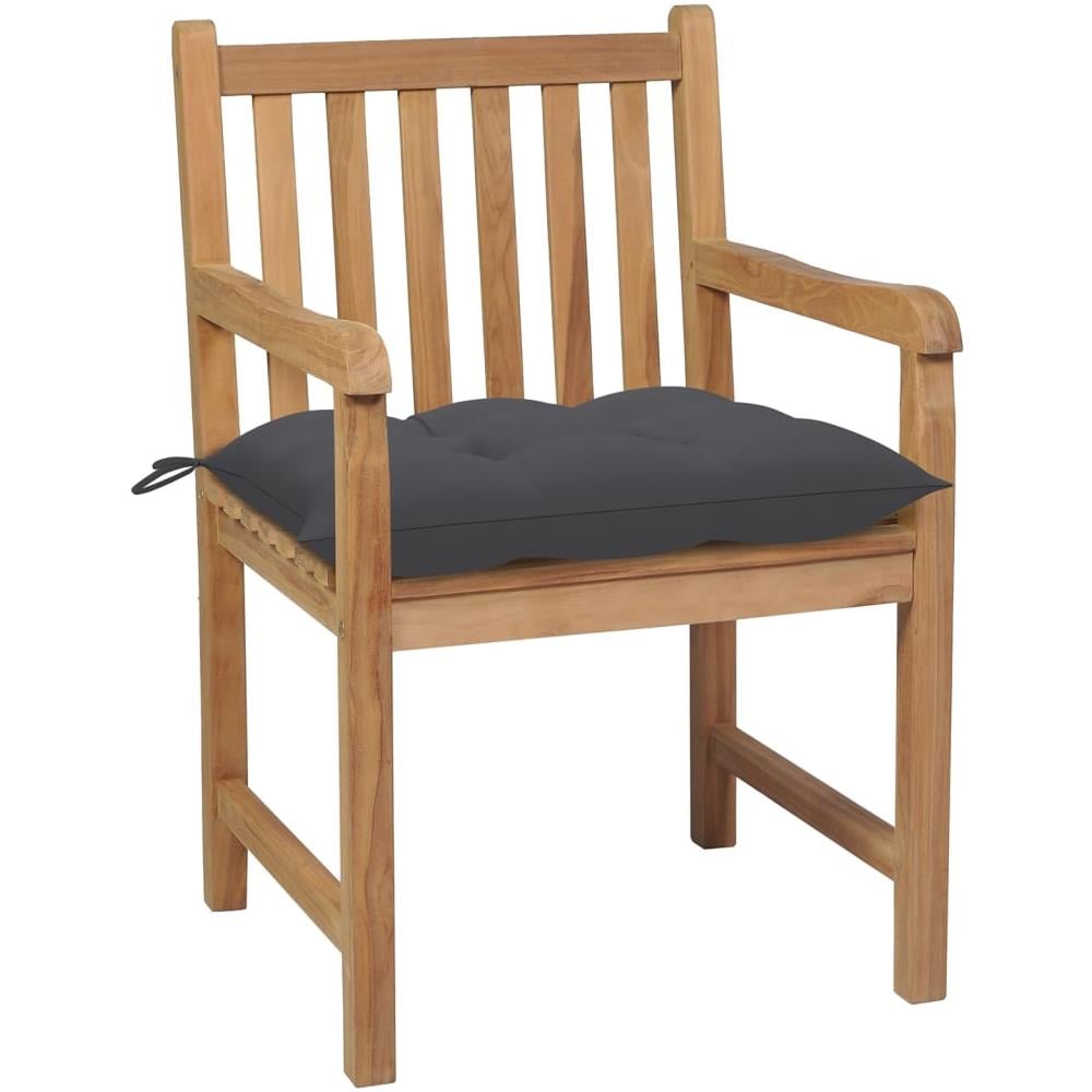 Sedie da Giardino 6 pz con Cuscini Antracite Massello di Teak - Foto 3