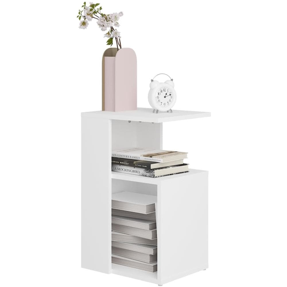 Tavolino da Salotto Bianco 36x30x56 cm in Legno Multistrato - Foto 3