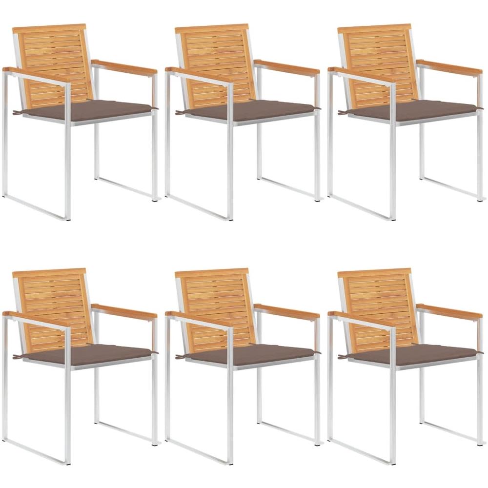 Sedie Da Giardino Con Cuscini 6 Pz In Legno Massello Di Teak - Foto 1