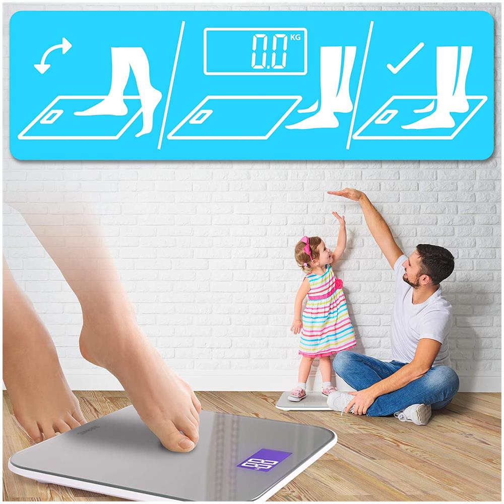 Pesapersone ad Alta Precisione BS603 Portata Massima 180 kg Schermo LCD Vetro - Foto 6