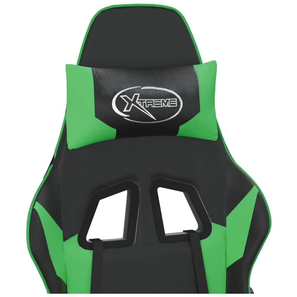 Sedia da Gaming Massaggio Poggiapiedi Nero e Verde Similpelle - Foto 11