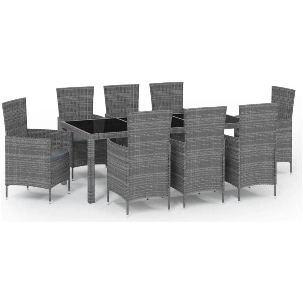 Set Da Pranzo Da Giardino 9 Pz Con Cuscini In Polyrattan Grigio - Foto 2