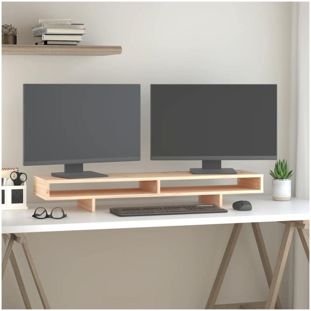 Supporto Per Monitor 100x27x14 Cm In Legno Massello Di Pino - Foto 1