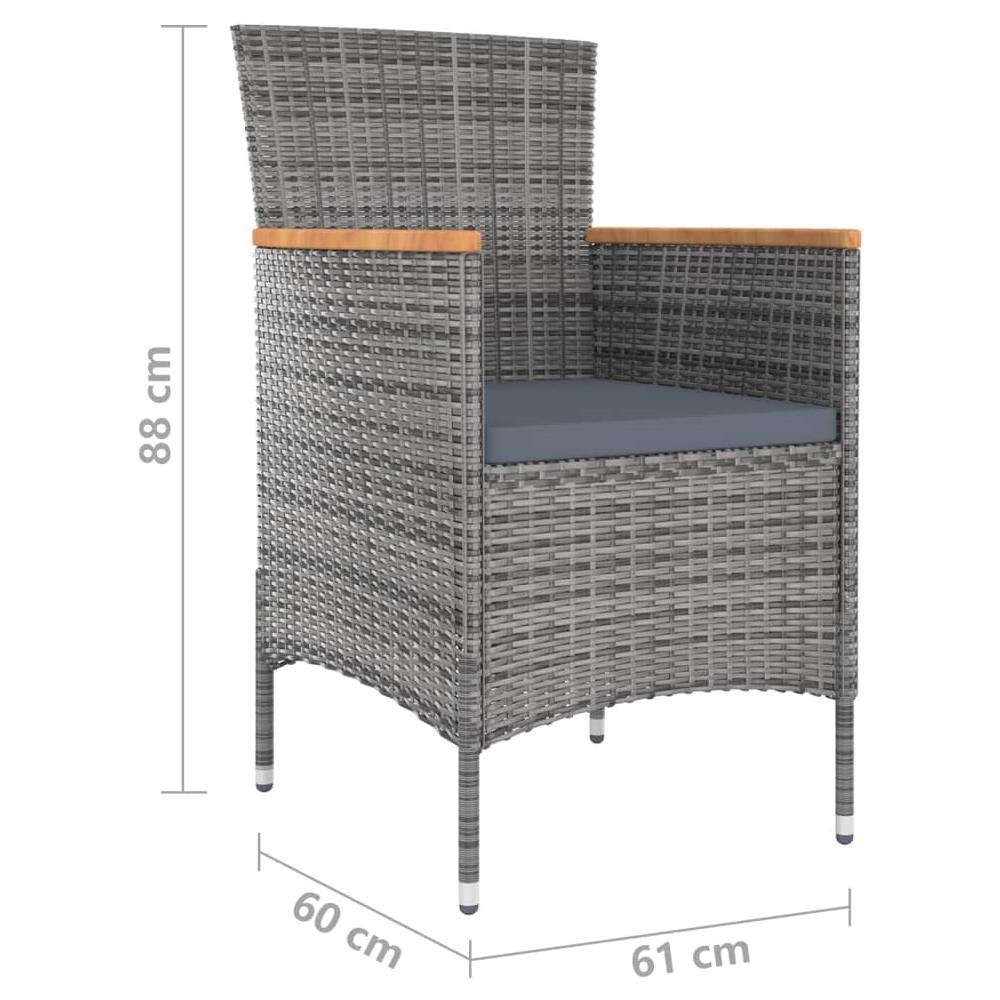 Set Da Pranzo Per Giardino 9 Pz Con Cuscini Grigio - Foto 1