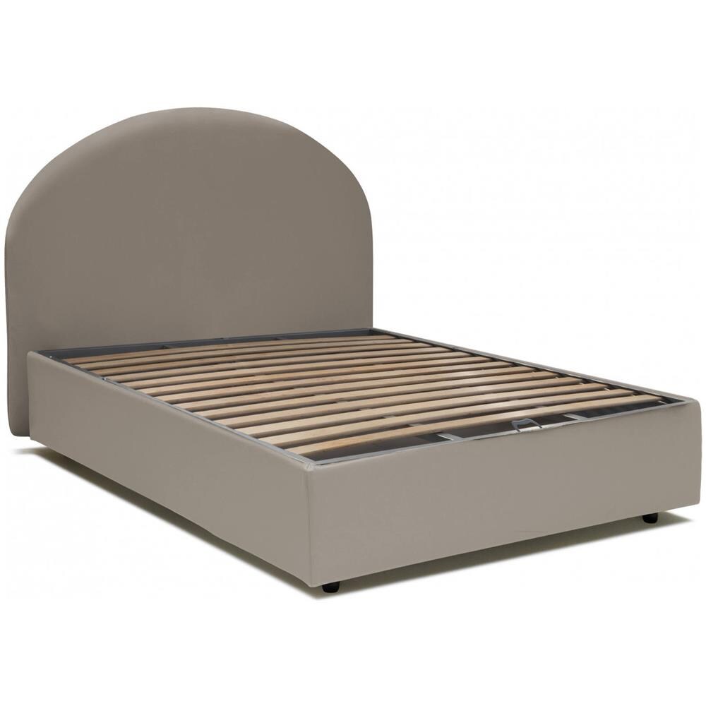Letto Piazza E Mezza Clotilde, Letto Contenitore Con Rivestimento In Ecopelle, 100% Made In Italy, Apertura Frontale, Adatto Per Materasso Cm 120x190, Tortora - Foto 2