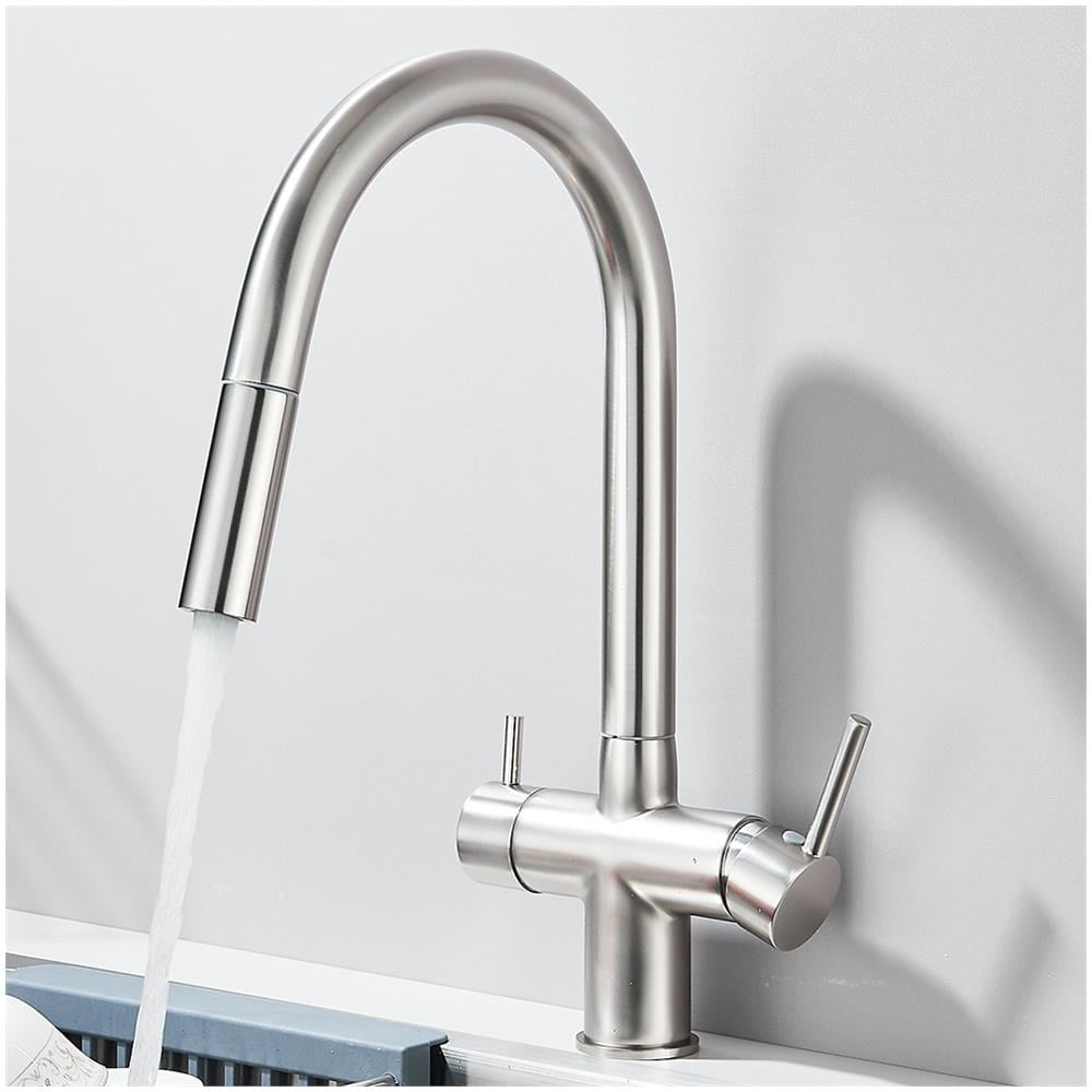 Rubinetto per lavello da cucina, Blackswan, tipo M390 con uscita acqua purificata, doccia mobile, modello nichel, misura 38 cm - Foto 4