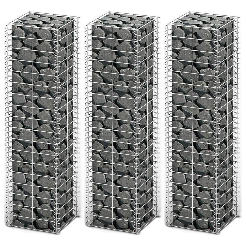 Set 3 Pezzi Parete Di Gabbione Filo Zincato 25 X 100 Centimetri - Foto 1