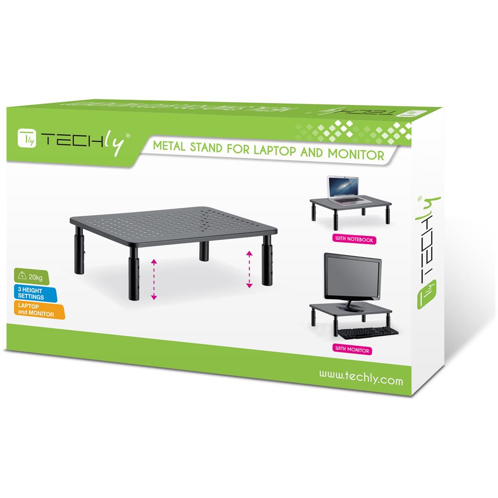 vers Stand Da Scrivania In Metallo Per Monitor / laptop Nero Nero - Foto 2