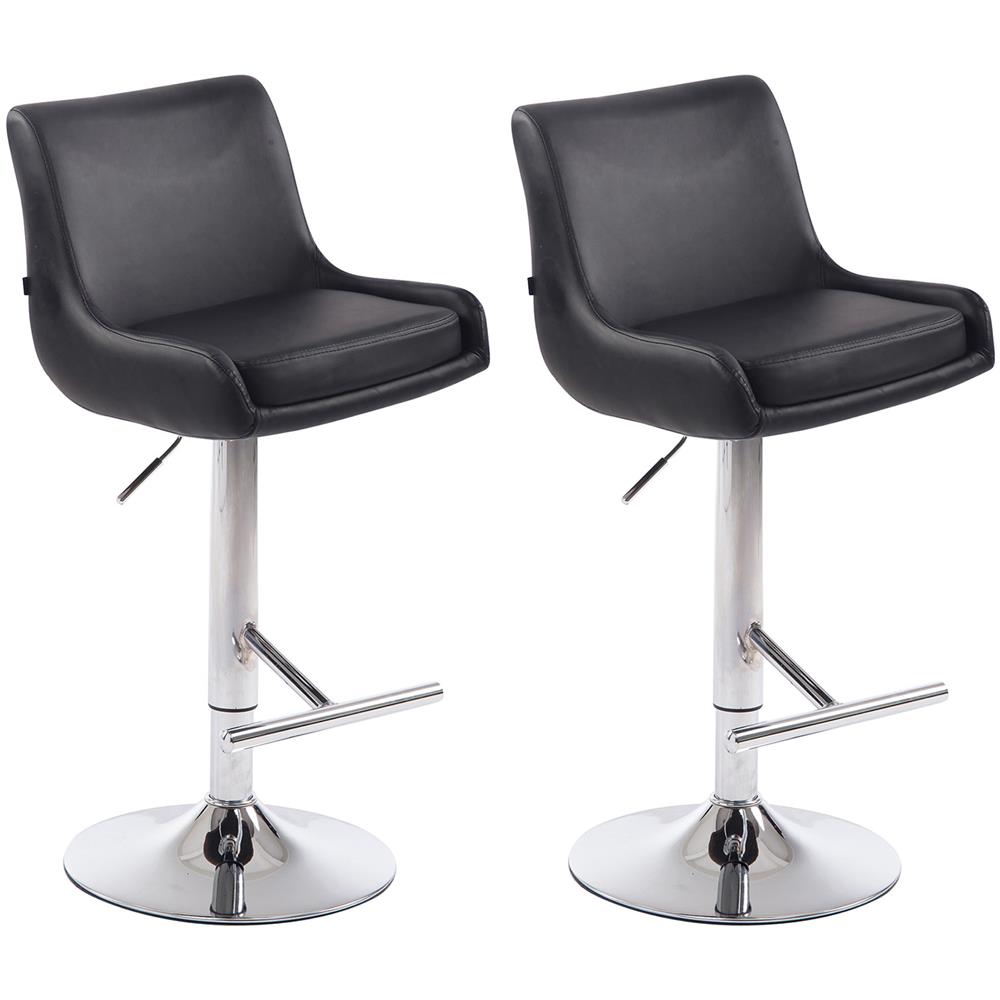 Set 2 Sgabelli Bancone Imbottiti Club in Similpelle - Coppia Sedie Alte Cucina con Schienale e Poggiapiedi, Altezza Regolabile 67-87 cm Nero - Foto 1