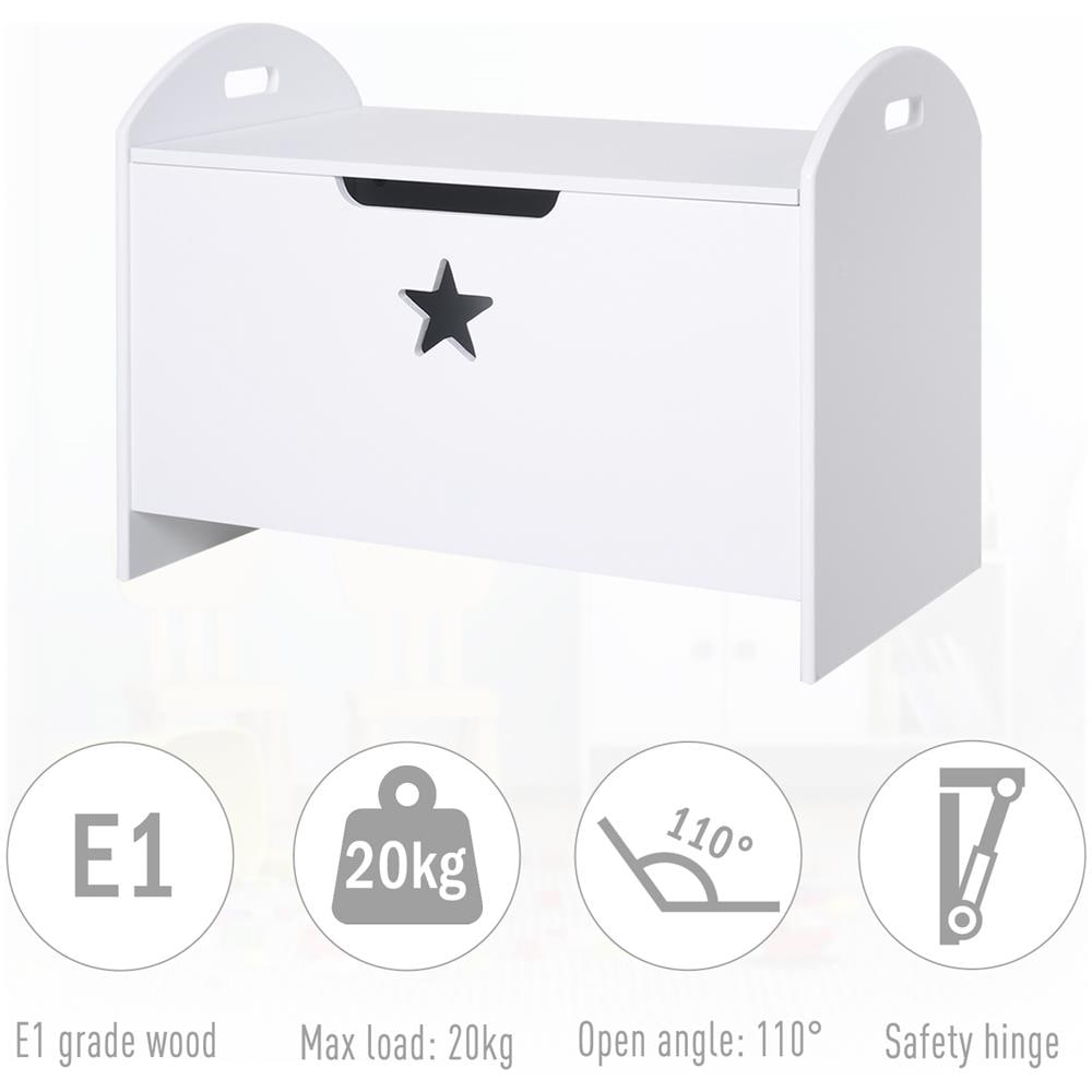 Baule Contenitore Portagiochi Per Cameretta Bambini In Legno Bianco 62 X 40 X 46.5cm - Foto 2