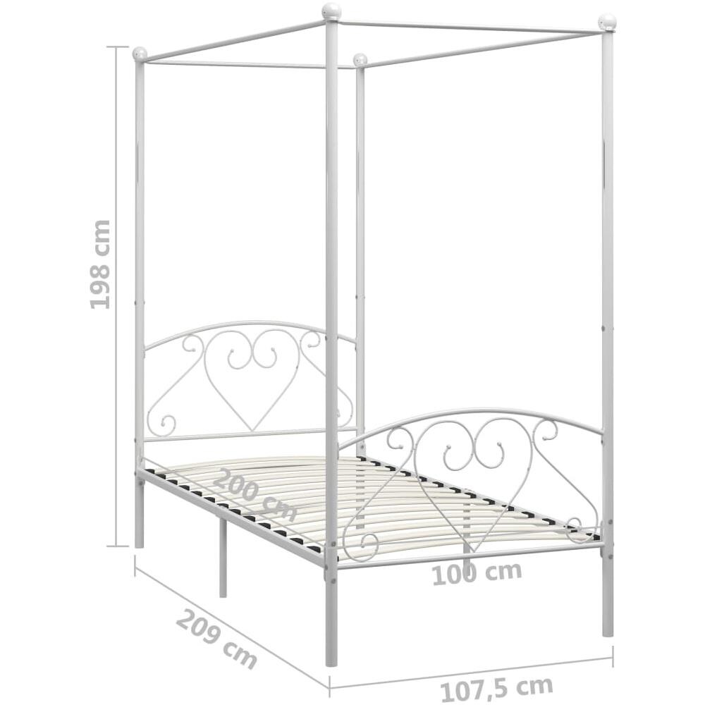 Letto A Baldacchino Bianco In Metallo 100x200 Cm - Foto 5