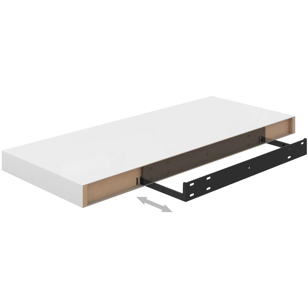 Scaffali A Parete 2 Pz Bianco Lucido 60x23,5x3,8 Cm In Mdf - Foto 8