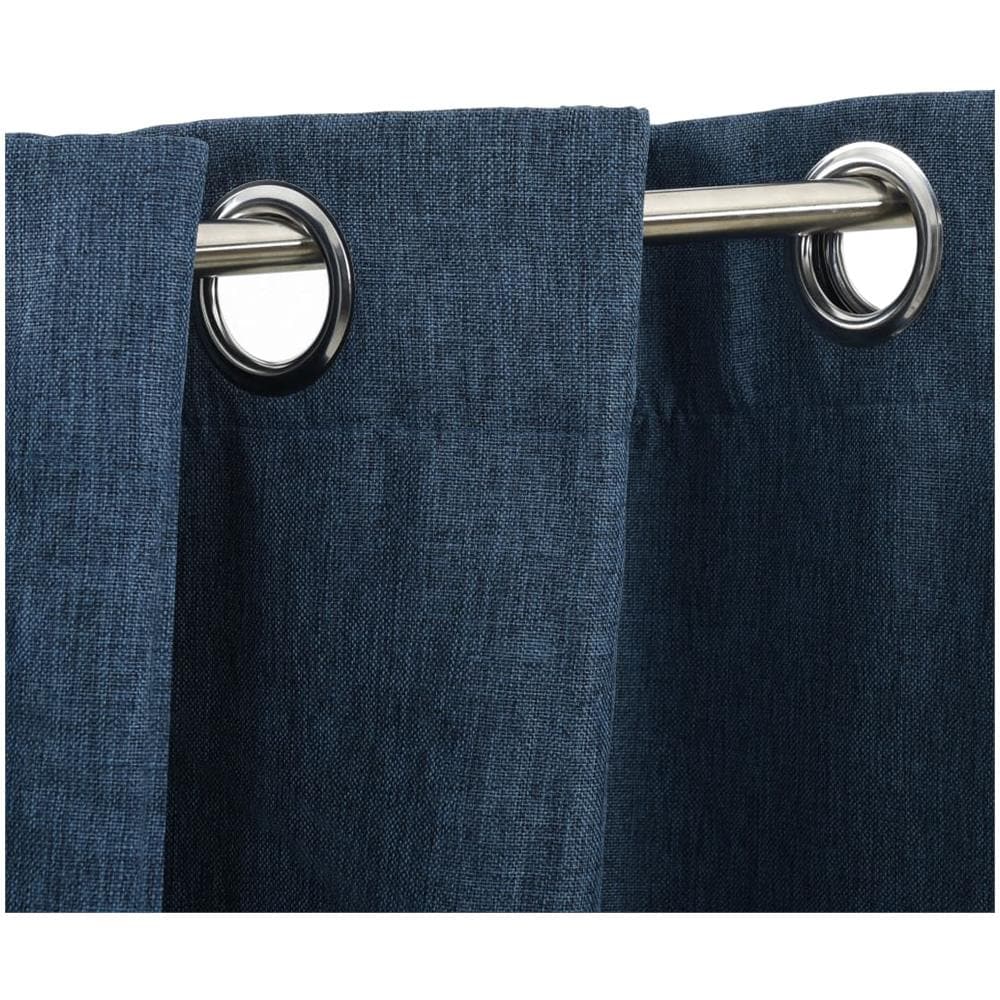Tende Oscuranti Effetto Lino Con Occhielli 2 Pz Blu 140x225 Cm - Foto 4
