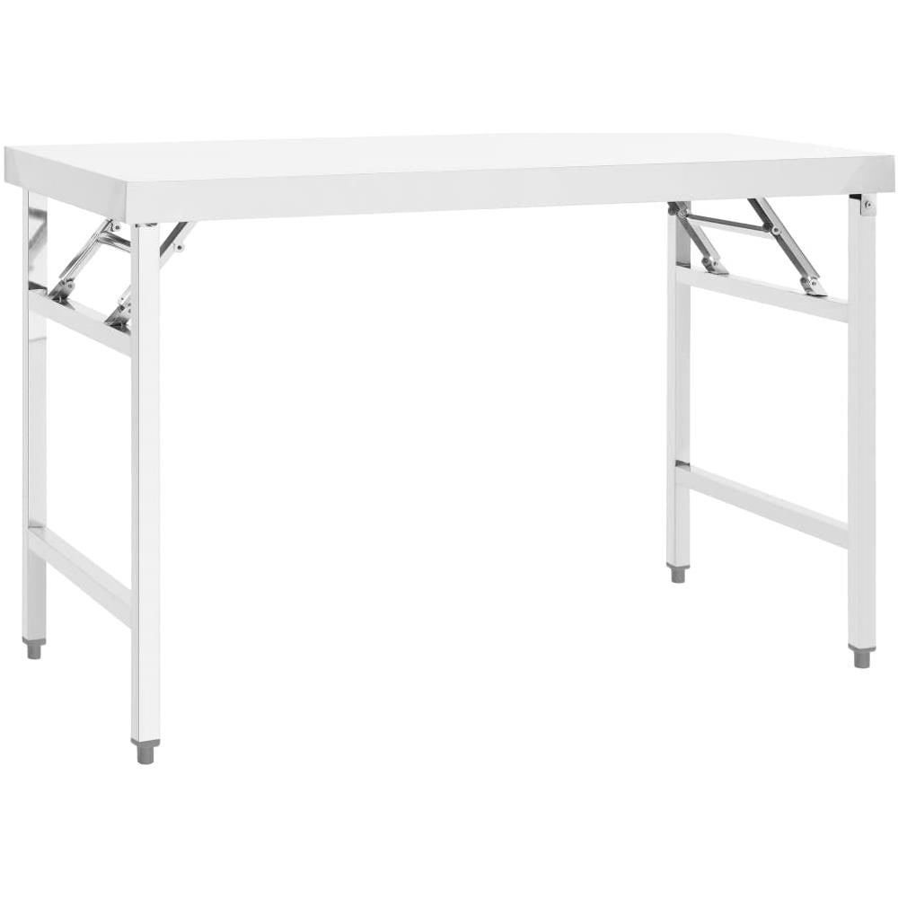 Tavolo da Lavoro Cucina Pieghevole 120x60x80 cm in Acciaio Inox - Foto 1