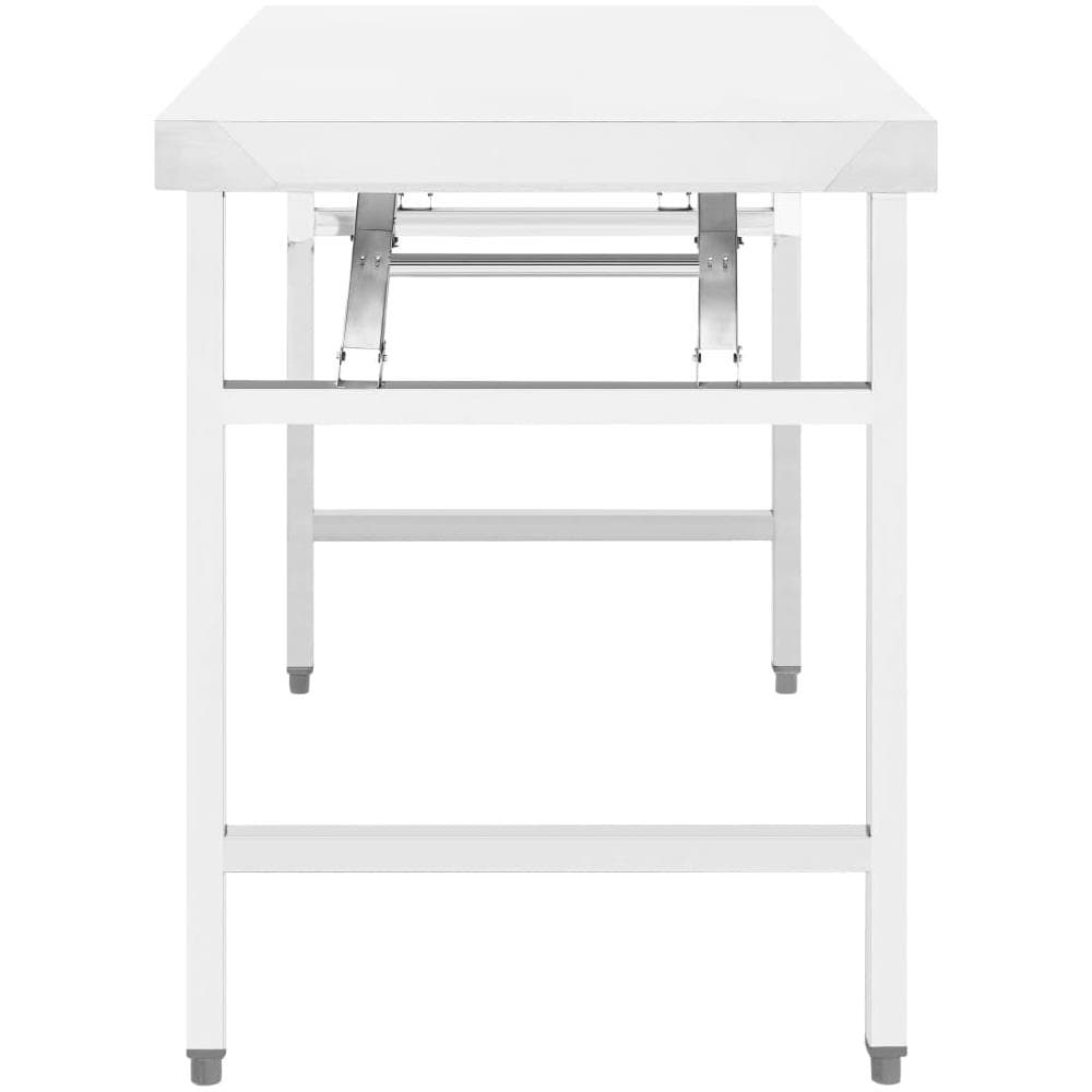 Tavolo da Lavoro Cucina Pieghevole 120x60x80 cm in Acciaio Inox - Foto 2